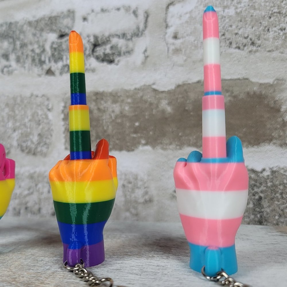 Collapsing Middle Finger Keychain | PRIDE EDITION | Sensory Toy | Fun Fidget Toy - Picture 3 of 4